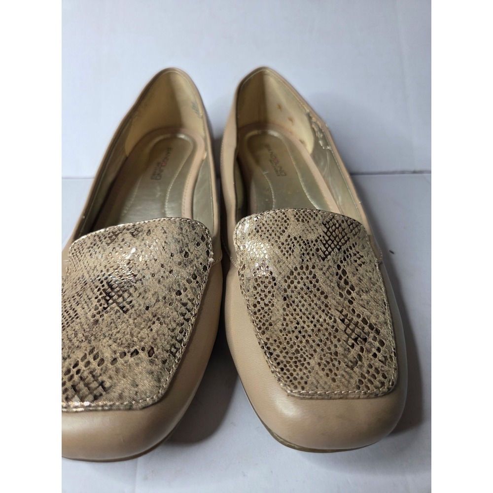Bandolino Bolilas Tan Snakeskin Square Toe B-Flexible Loafers Women 9M 1541-1114